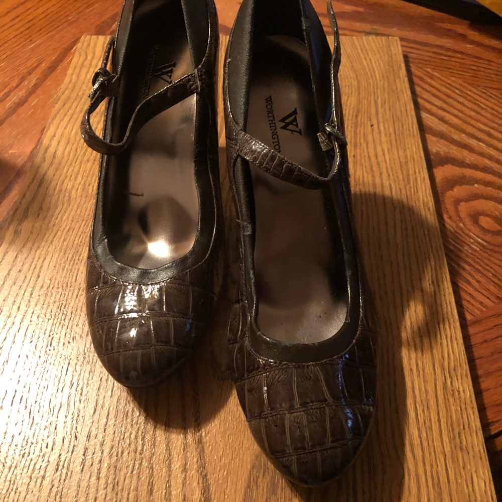 Faux Croc look Mary Janes.